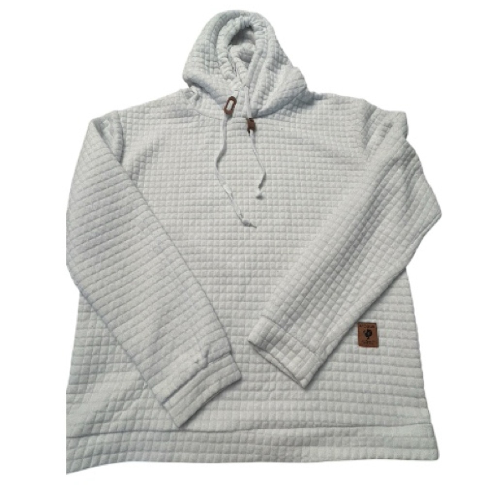 Vogue Men’s White pullover hoodie waffle style size Large Textured Hoodie - Picture 5 of 11